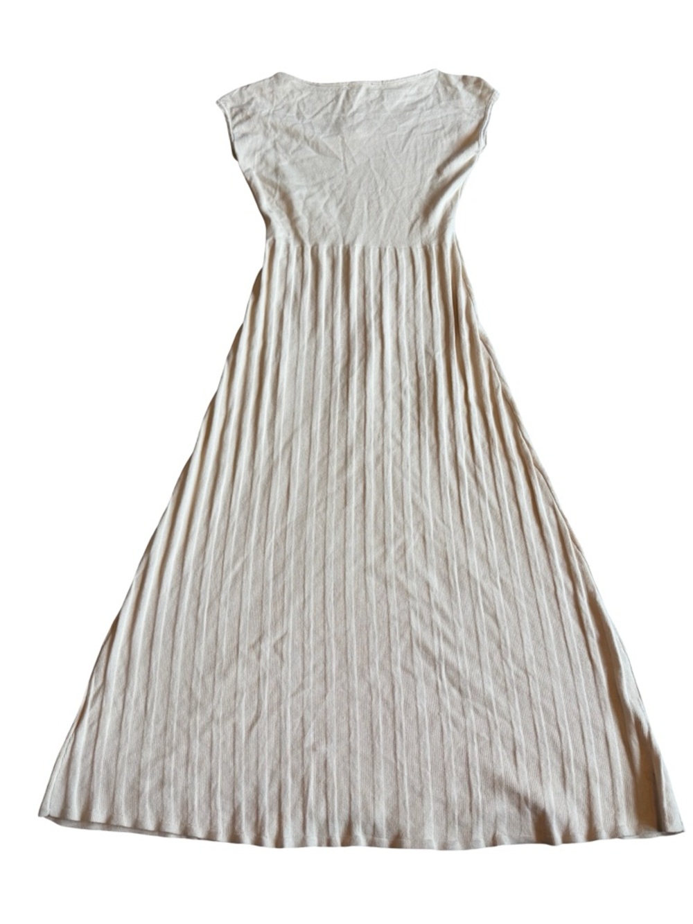 Here Comes The Sun Stretchy Elegant Bone Dress Pleated Skirt Size Medium NWT - Picture 6 of 10